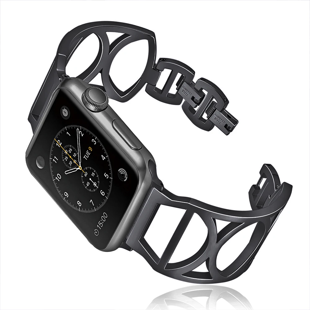 Для Apple Watch ремешок 44 мм 40 мм 38 мм 42 мм модный металлический браслет из нержавеющей стали ремешок для iWatch серии 5 4 3 2 1 ремешок для часов
