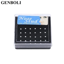 24pcs/pack Stainless Steel Rhinestone Nose Piercing Stud Straight Pins Bars Fashion Body Jewelry