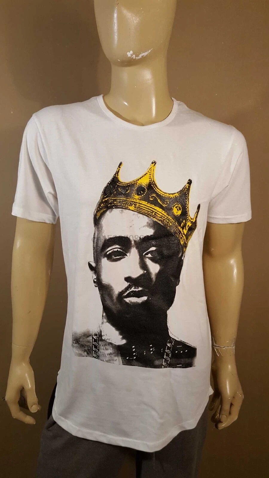 2PAC King белая футболка с откидным хвостом NWA LA Shakur Row DR.DRE 2 Pac |