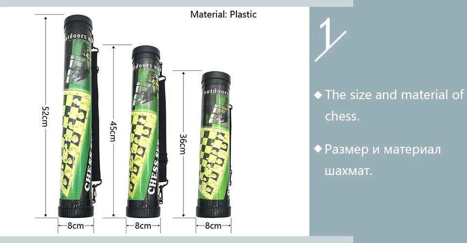 2  (1)Yernea High-quality Chess Games Set Portable Outdoor Sports Chess Games Shoulder Straps Travel Plastic Chess Pieces