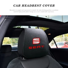 1/2PCS Car Headrest Cover Car Logo Pillow Protector Case For Seat Leon Ibiza cupra Altea Belt Car Styling Decoration Accessoires
