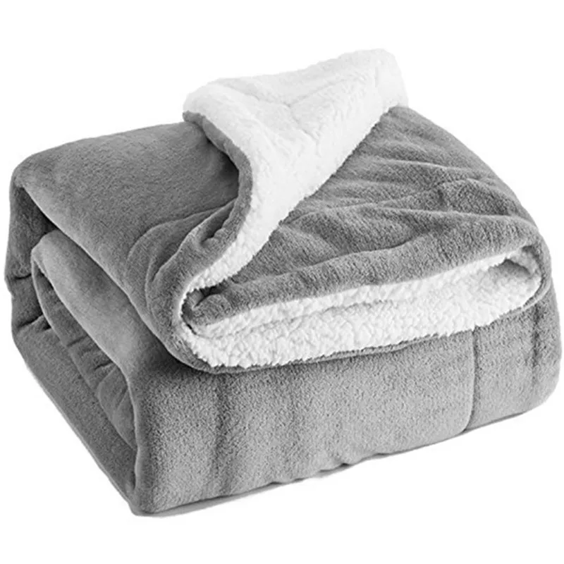 130*160 см бархатное одеяло из овечьей шерсти, толстое Двухслойное Фланелевое зимнее одеяло, плед на диван, покрывало для кровати - Цвет: Темно-серый