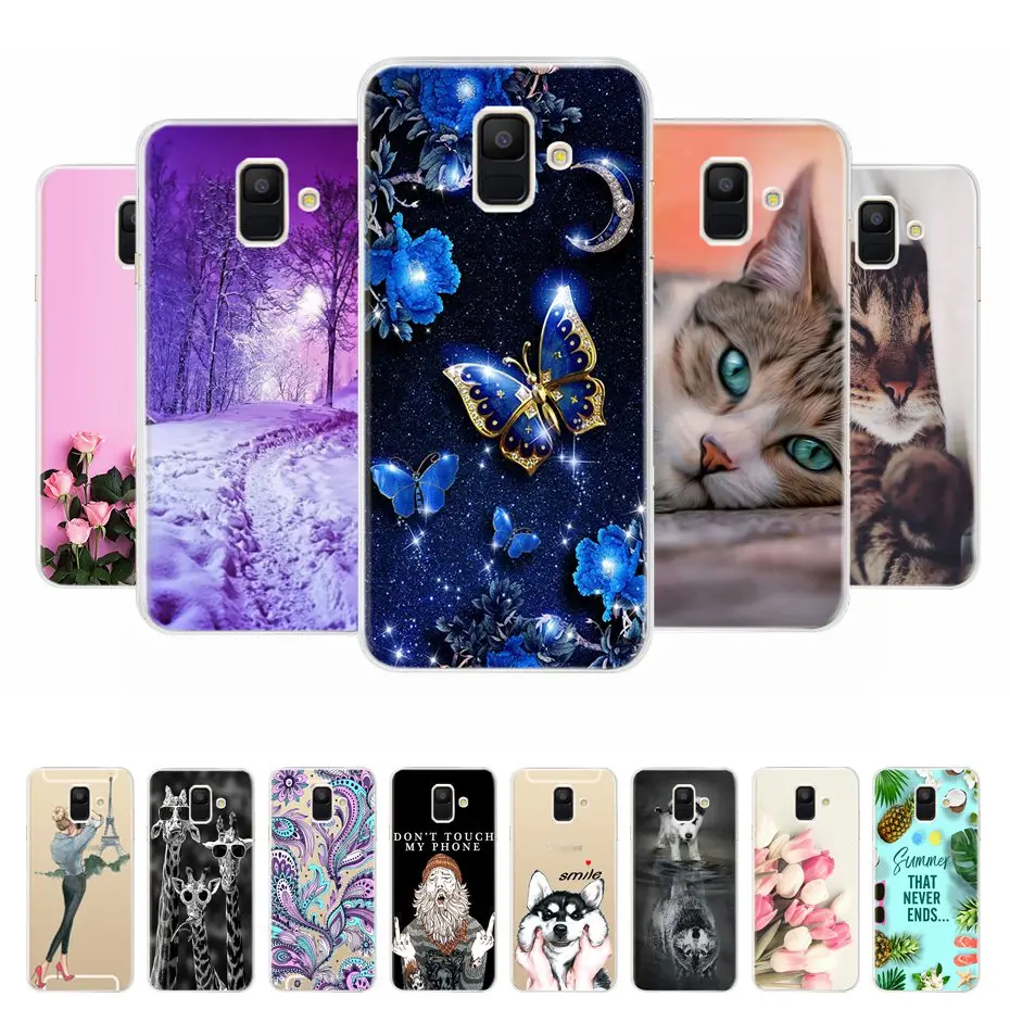 Чехол для Samsung Galaxy A6 2018 прозрачные Мультяшные мягкие силиконовые чехлы из ТПУ