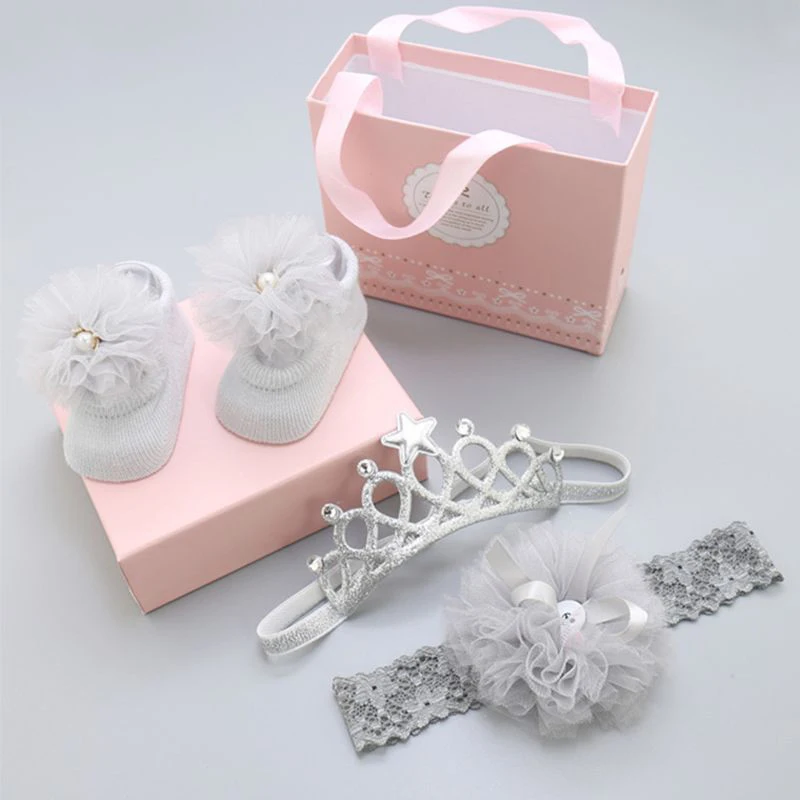 Повязка на голову из хлопка с мягкой подошвой Цветочные Носки набор для