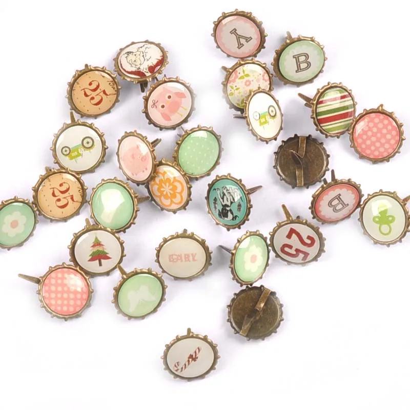 Смешанные Круглые бронзовые брэды для самостоятельной сборки Металлические