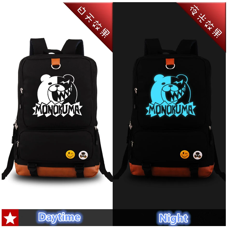 Женский рюкзак Harajuku Danganronpa Trigger Happy Havoc Kawaii Косплей Монокума синий светящийся