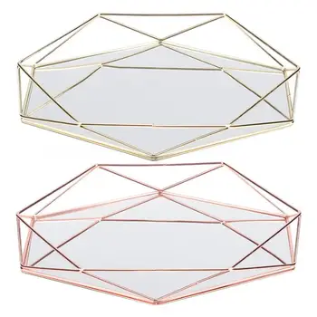 

Nordic Style Sexangle Metal Jewelry Storage Tray Multipurpose Makeup Cosmetic Storage Plate Organizer