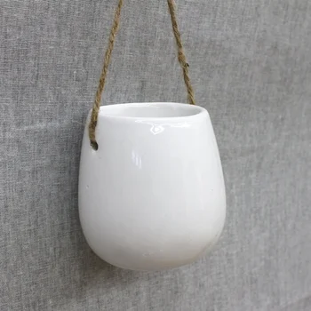 

3 Pcs Ceramic Hanging Planter with Rope Modern Decorative Flower Succulent Cactus Pots Elegant Water Planter for Indoor Outdoor
