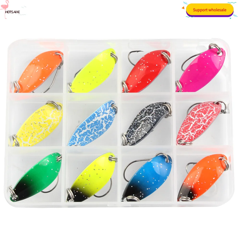 12pcs/lot Set Fishing Lure Micro Jig Easy Shiner Chatter Bait Spoon