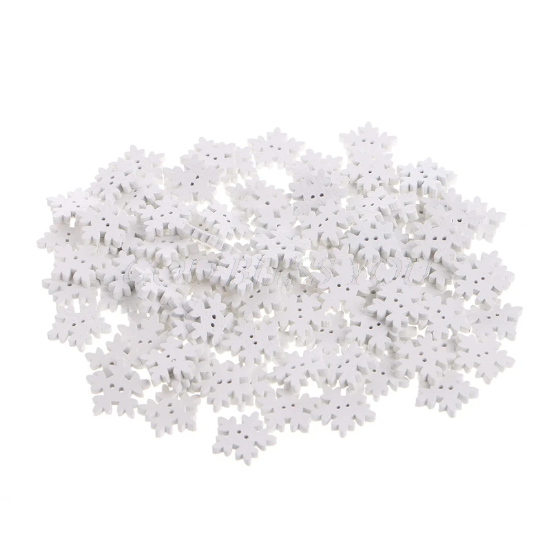 

100PCS/Pack 2 Holes Snowflake Wooden Buttons Handmade Sewing Scrapbooking DIY Craft