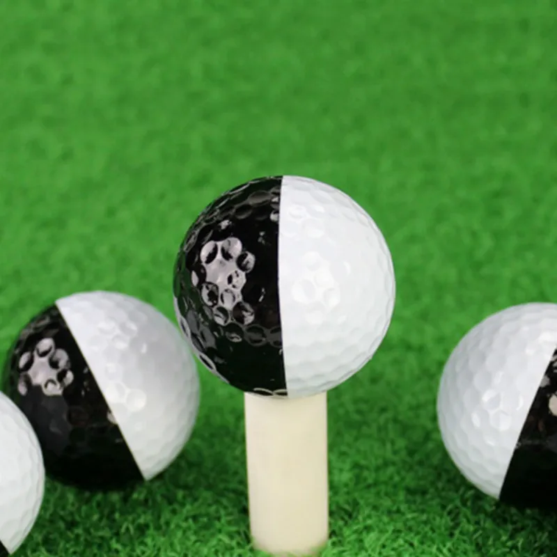 Golf Ball Black and White Synthetic Rubber Resin Golfing Practice Two Piece Balls Present Gift