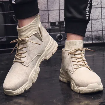 

Men Boots Winter Ankle Men Boots Pu Leather Casual Shoes Men Lace Up Warm Male Sock Shoes Zapatillas Hombre