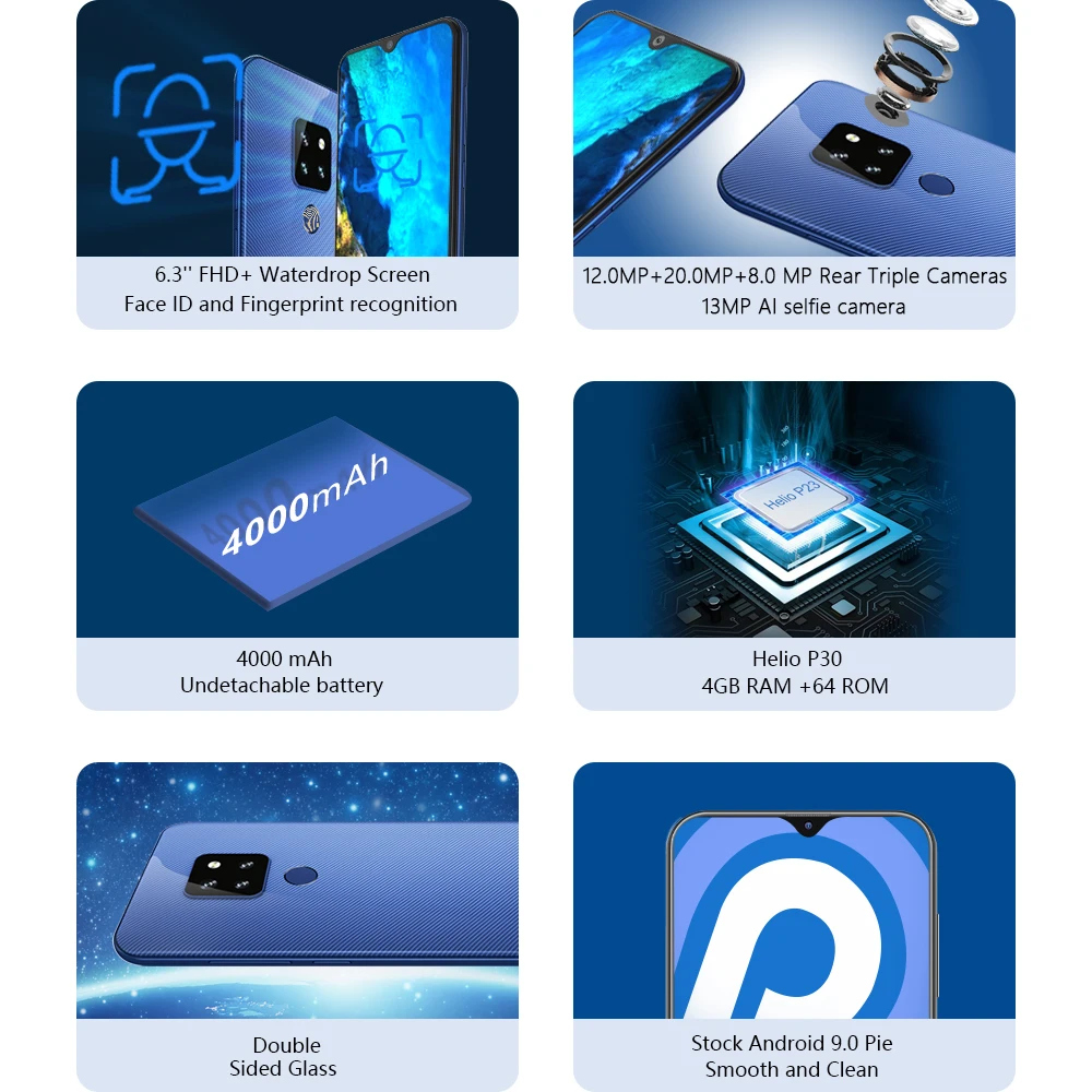 Смартфон Cubot P30 4 Гб RAM + 64 ГБ ROM Памяти 6 3 &quotэкран капли воды FHD+ 2340x1080p Android 9 0 Pie
