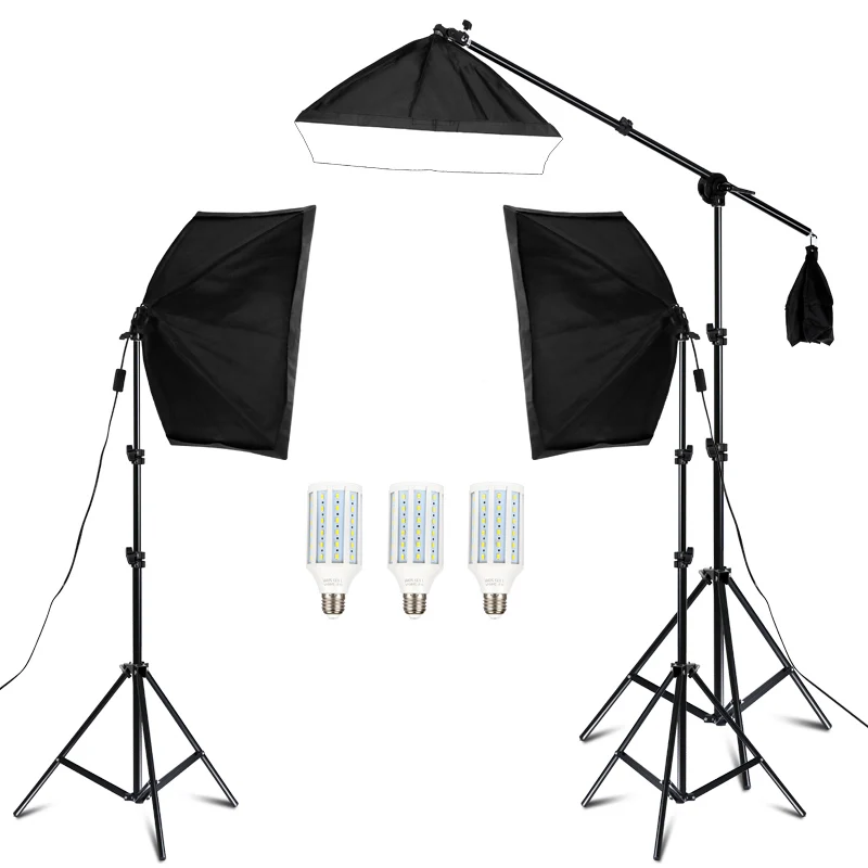 Baratos Estudio de fotografía Softbox Kit de iluminación para vídeo y YouTube iluminación continua Set de iluminación profesional Photo Studio
