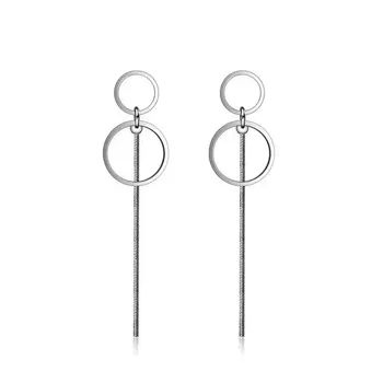 

Exquisite Simple Fashion 925 Sterling Silver Circle Tassel Long Earrings Ear Line Women Jewelry boucle d'oreille S-E176