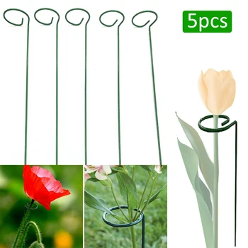 

5 Packs of 18 Inch Plant Support Stakes Garden Single Stem Support Pile Plant Cage Support Rings 40/45 cm Long