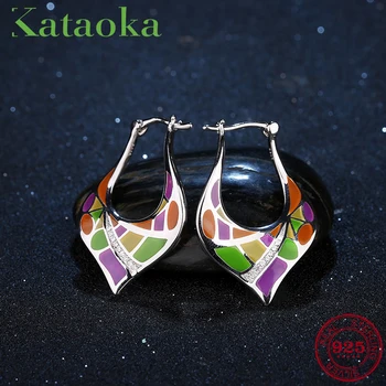 

Like Colorful world eardrop for women Water drop shape 925 Sterling Silver Jewelry Push back Earring Handmade Enamel 2020