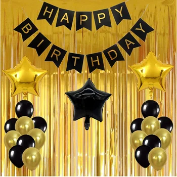 

Happy Birthday Bunting Banner with Gold Print Party Balloons Birthday Balloons Happy Birthday Set Party Decor