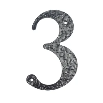 

12cm Big House Number Steel Door Home Address Numbers for House Digital Door Outdoor Sign 5 Inch. #3 Black Hammered Style
