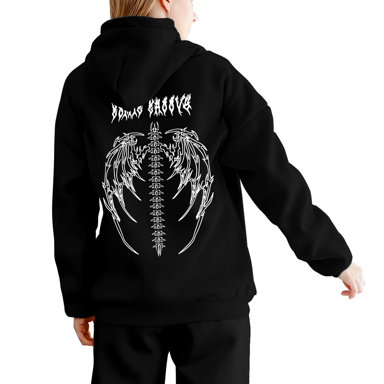 

Dark Style Goth Couple Hip Hop Harajuku Hoodie Lover Skull Wing Sweatshirt Cartoon BF Fleece Hoodie Casual Paint Pullover Unisex