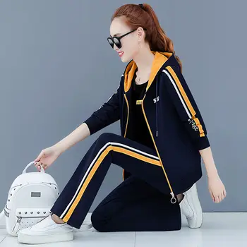 

2 Piece Set Women Oversized Sweatshirt Set Autumn Sportwear Striped Tracksuit Sweatpants Set Casual Female Suit Sweatshirts