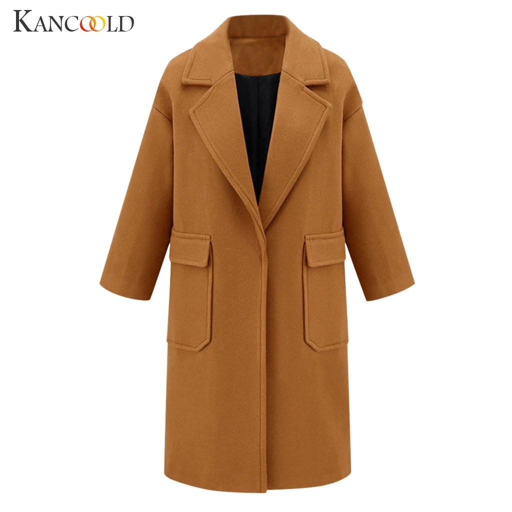 KANCOOLD пальто, минималистичный стиль, женский зимний шерстяной Тренч с лацканами, длинное пальто, верхняя одежда, модные пальто и куртки для женщин 2019Sep4