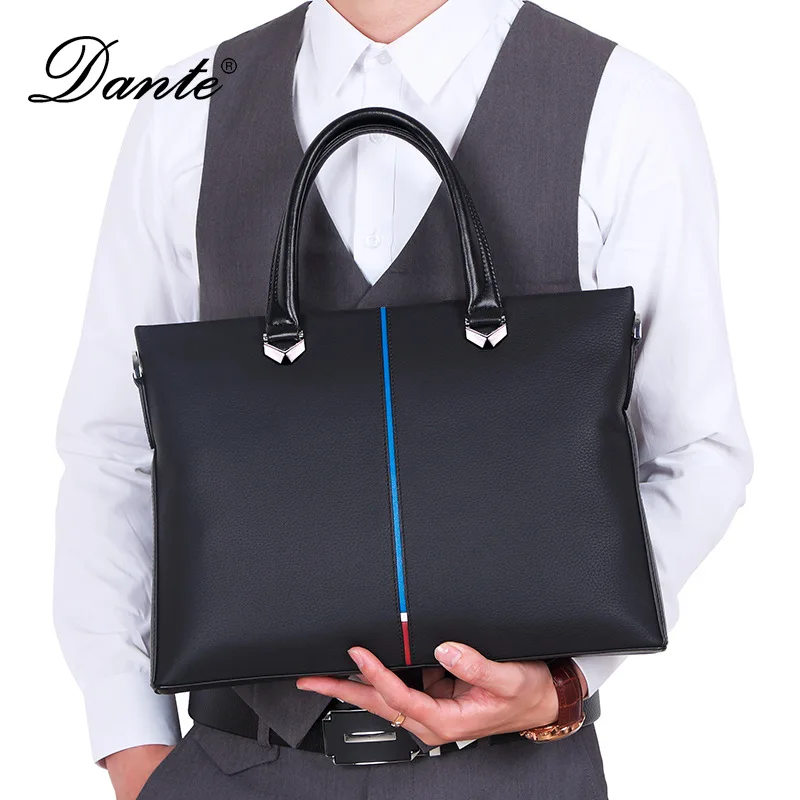 dante Brand Men Bag Real Genuine Leather Men's Briefcase Famous Designer Shoulder Bags Laptop Messenger Handbag |