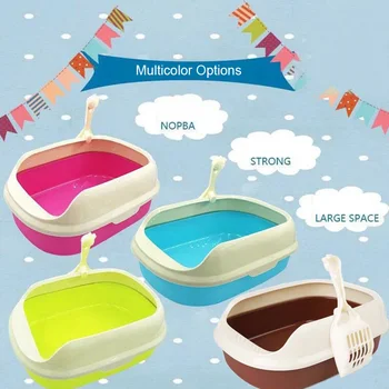 

Semi-closed Plastic Cat Toilet Crack-proof Shatter-Resistant Training Pets Cat Litter Box E2S