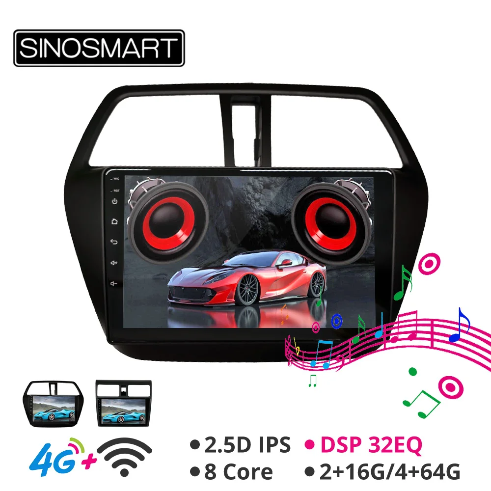 Sinosmart Android 8.1 Car GPS Navigation Radio for Suzuki S-cross Swift 2005-2016 2din 2.5D IPS/QLED Screen