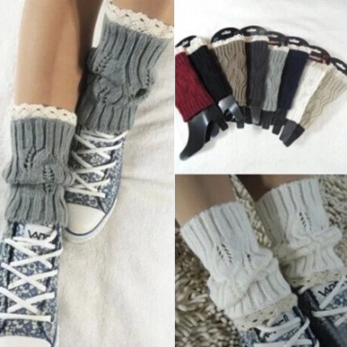 Модные пикантные женские вязаные крючком с кружевной отделкой; манжеты; гетры; зимние носки для обуви