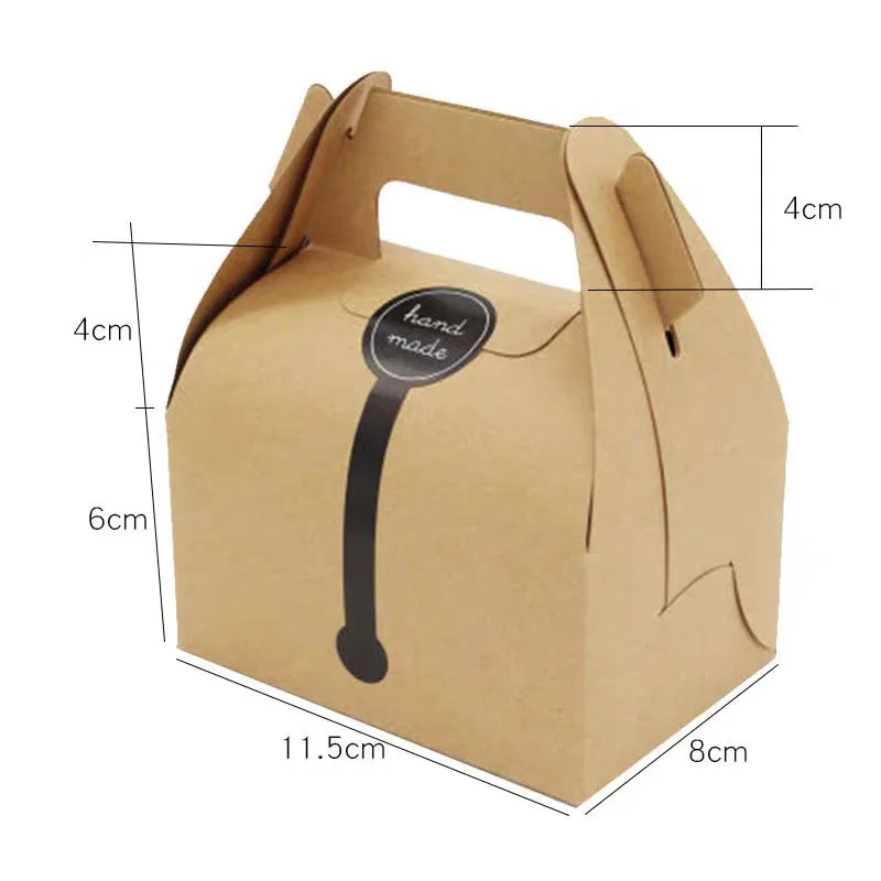 10pc/lot Kraft paper pastry box with handle white cake mousse dessert packaging wedding cup boxes | Дом и сад
