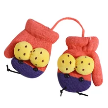 Модные шерстяные вязаные перчатки с рисунком насекомых для малышей; зимние Бархатные Утепленные перчатки на палец с веревкой; теплые варежки для малышей; От 1 до 4 лет для детей