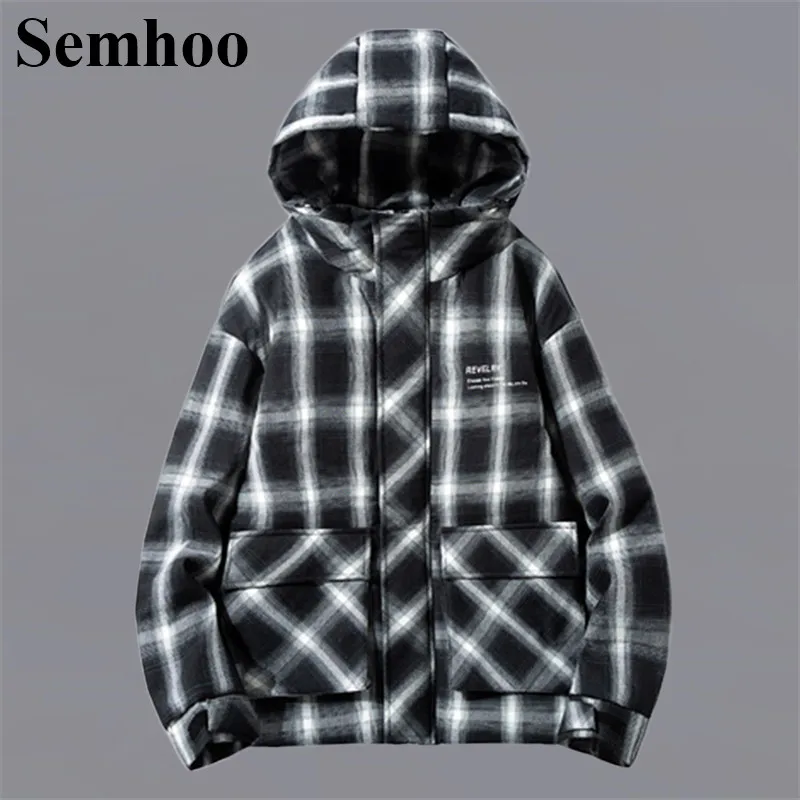 

2019 New Men's Winter Down Jackets Casual Thick Warm White Duck Down Jacket Men Hooded 2 Color Plaid Fashion Simple Men Clothes