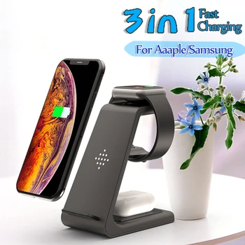 

Wireless Charger 3 in 1 Qi Fast Wireless Charging Station Charger Stand Dock for iPhone11Pro/Xr/Xs/AirPods Pro/iWatch5