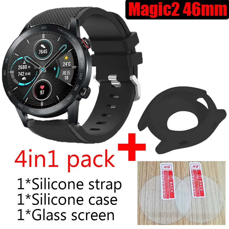4in 1/упаковка силиконовых лент для Huawei Honor watch Magic2 46 мм ремешок + Чехлы оболочка