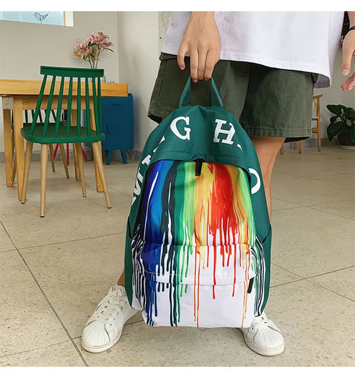 DALFR Большая вместительная сумка INS модный рюкзак унисекс с буквенным радужным принтом для девочек, сумка для книг, ранец, школьная сумка для подростков, студентов