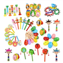 Деревянный детский музыкальный инструмент Кастанет барабан maracas деревянная погремушка колокольчик Средний колокольчик песочный шар маленькая труба подарок для ребенка