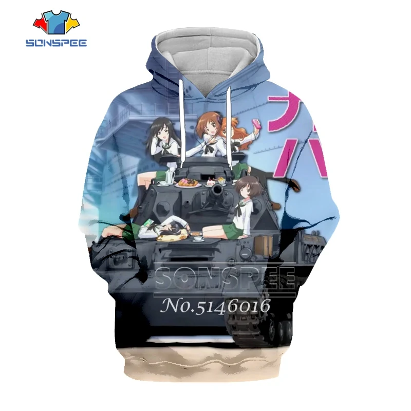 SONSPEE GIRLS und PANZER, 3D принт, аниме, майка, Harajuku, Мужской пуловер, толстовка, унисекс, повседневная, модная, уличная, толстовка, t638