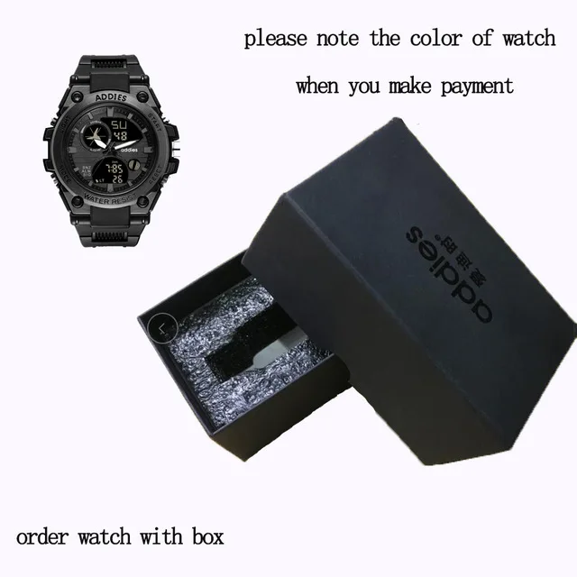 Black-with box Мужские часы спортивные электронные часы цифровые уличные повседневные наручные часы светодиодный Relogio Masculino - Цвет: Black-with box