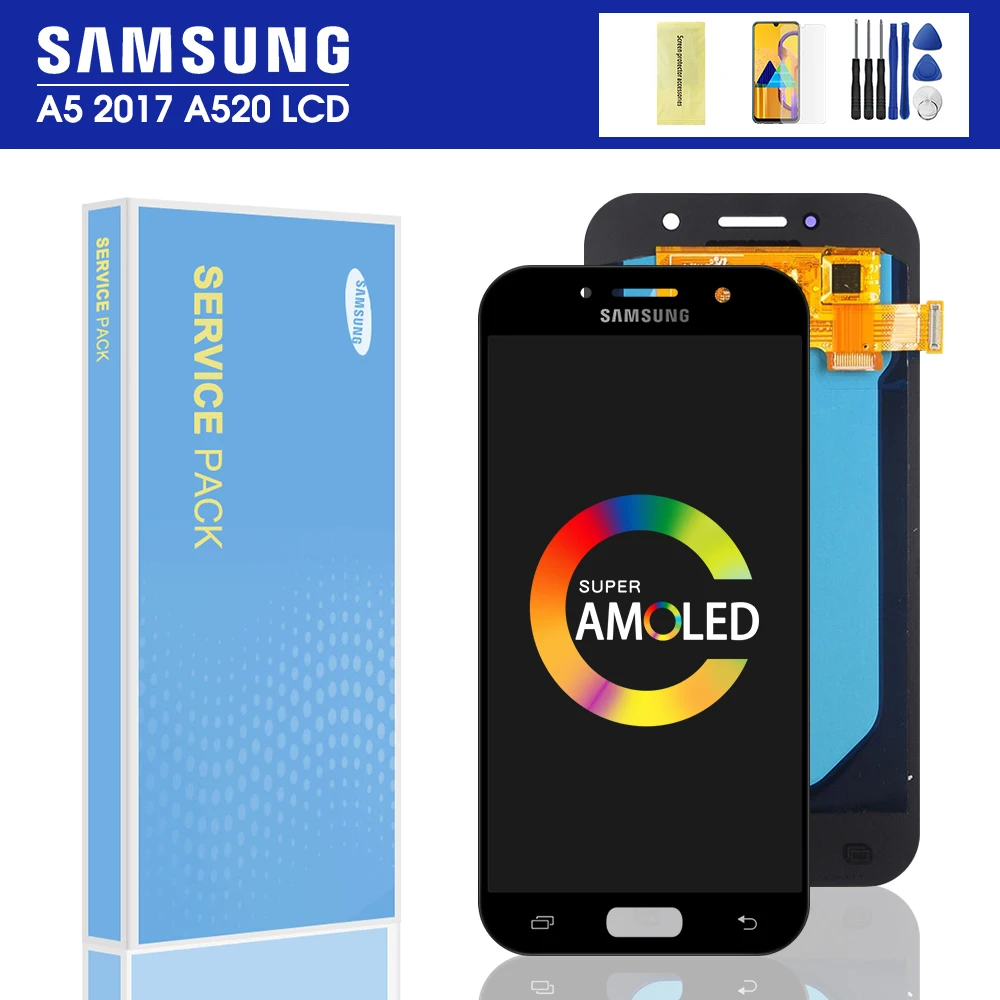 Оригинальный ЖК дисплей Super AMOLED 5 2 дюйма для SAMSUNG Galaxy A5 2017 A520 A520F зеркальный