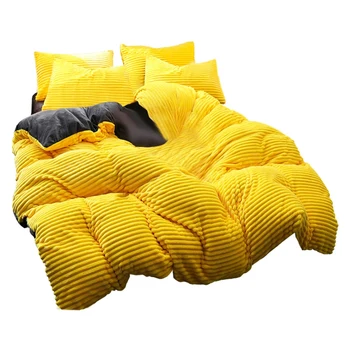 

Single Christmas Duvet Cover,Thick Coral Fleece Four-Piece Female Fleece Winter Crystal Flannel Bed Magic Quilt Cover Sheets