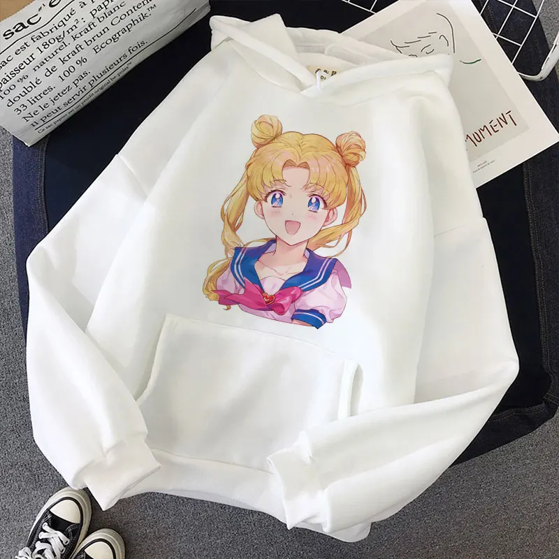 

Sailor Moon Cartoon Kawaii Print women's Hoodies Harajuku Aesthetic Loose lovers Tops 2020 Fashion Winter Casual Sweatshirt 90s