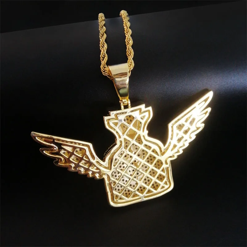 Iced Out крылья доллар Подвеска для дамской сумочки ожерелье с цепочкой новое поступление AAA фианиты ожерелье для мужчин Мода хип хоп ювелирные изделия