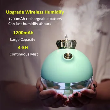 

1200mAh Rechargeable 320ML Portable Air Humidifier Wireless Air Humidifiers Aromatherapy Ultrasonic Essential Oil Diffuser