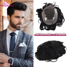 K.S WIGS Men Toupee Q6 Style Swiss Lace Front With PU Male Wig Natural Hairline Men's Capillary Prothesis Replacement System