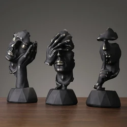Nordic Silence Is Gold Statue Resin Abstract Sculpture Figurine Home Decoration Modern Art Office Desk Decoration Wedding Gifts