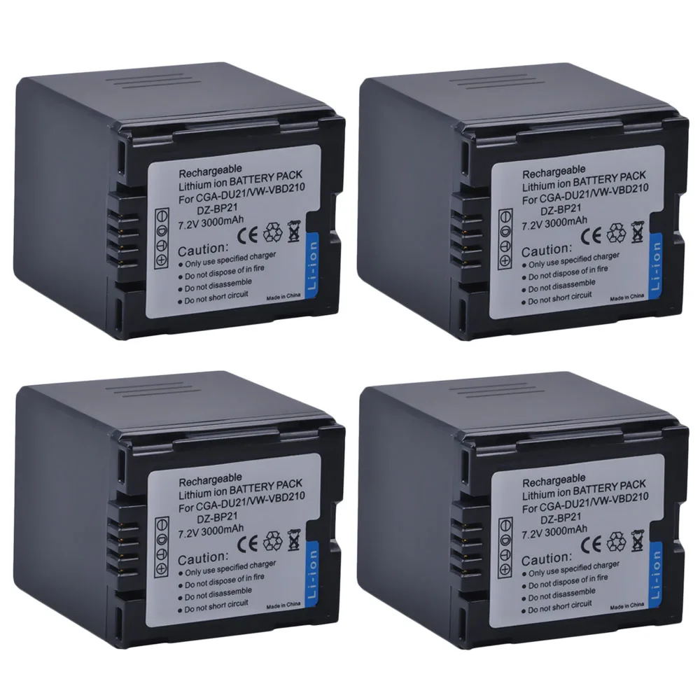 4Battery Комплект из 2 предметов высокого Ёмкость CGA-DU21 3000 мАч CGA DU21 CGADU21 Камера Батарея для цифрового фотоаппарата Panasonic NV-GS330 GS400 GS408 GS500 GS508 MX500 PVGS90 - Цвет: 4Battery