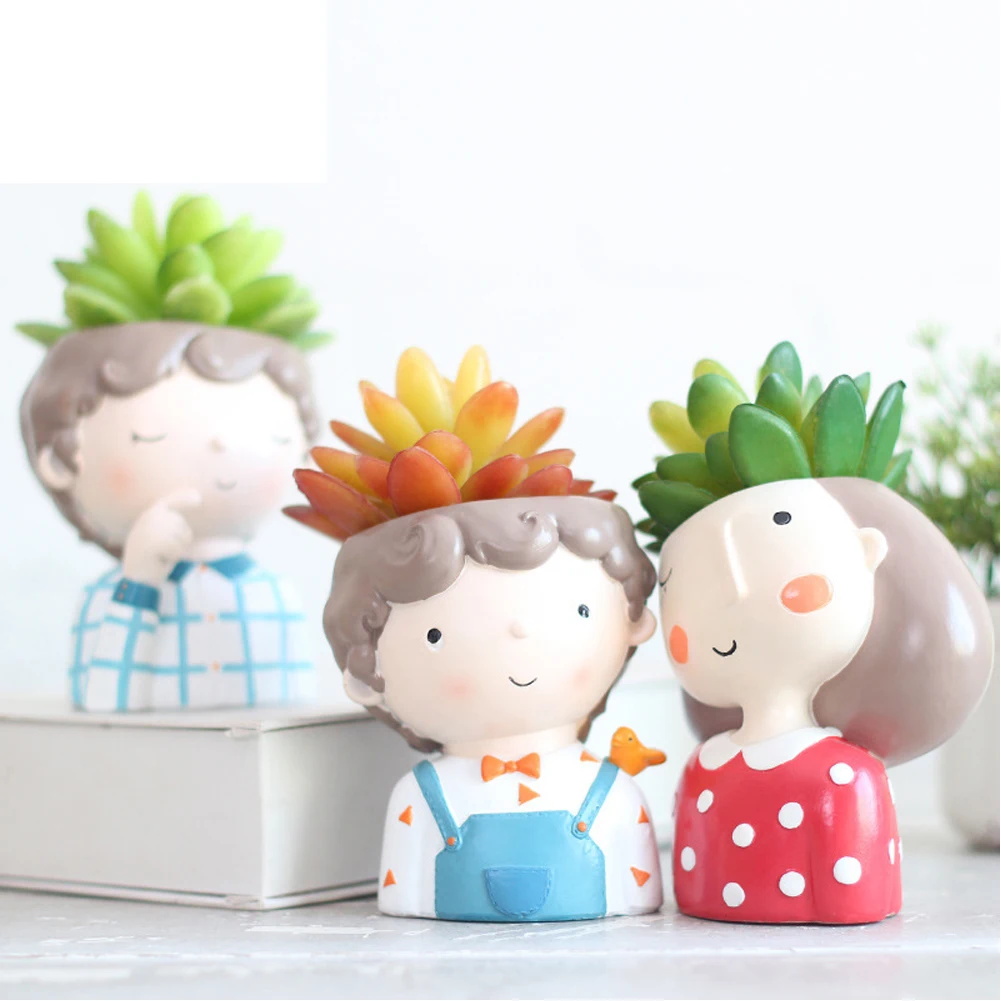 

Flower Pot Groot Human Vase Flower Pot Doll Shape Sculpture Resin Portrait Flower Pot Art Vase Home Decor Succulents Head Vase