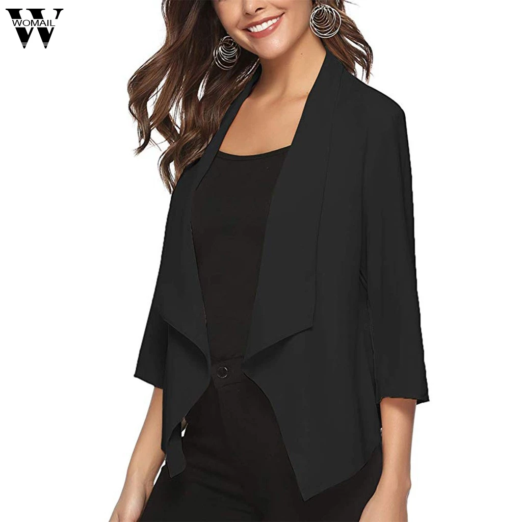

2019 Spring Autumn Women Slim Plaid Coat New Women Open Front Light Cardigan 3/4 Sleeve Thin Chiffon Jackets Female