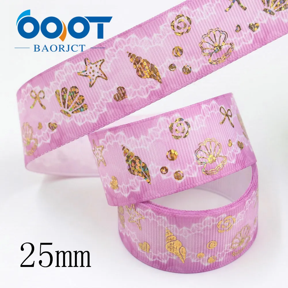 I-19826-2000,1'' 25mm 10yards Ocean style hot gold gradient Printed grosgrain ribbon,DIY handmade jewelry wedding decoration